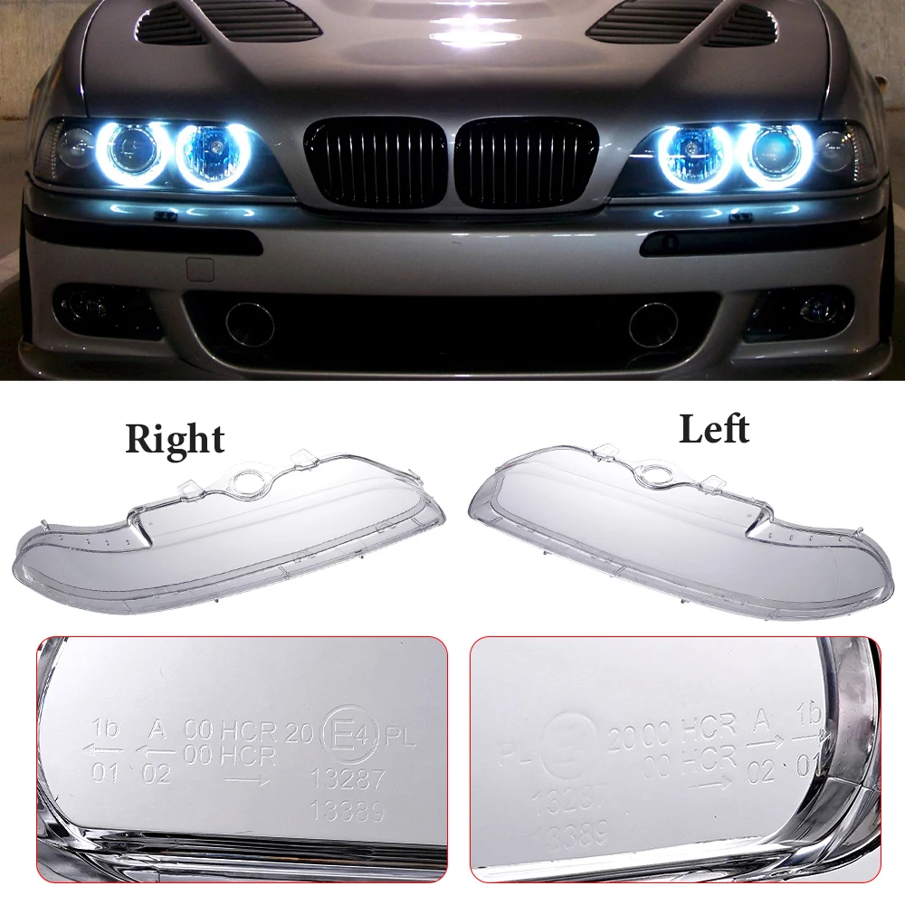 2Pcs 4-Door Lens Headlamp Cover Car Left Right for BMW E39 facelift 1996-2003 63128375301 63128375302 Accessories headlight cover headlight lens cover