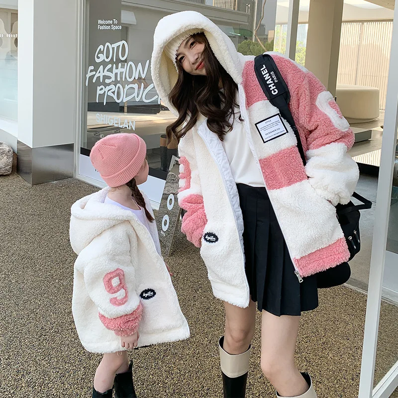 parent-child-outfit-girls-coat-autumn-and-winter-mid-length-thickened-red-korean-autumn-and-winter-2022-new-lamb-coat