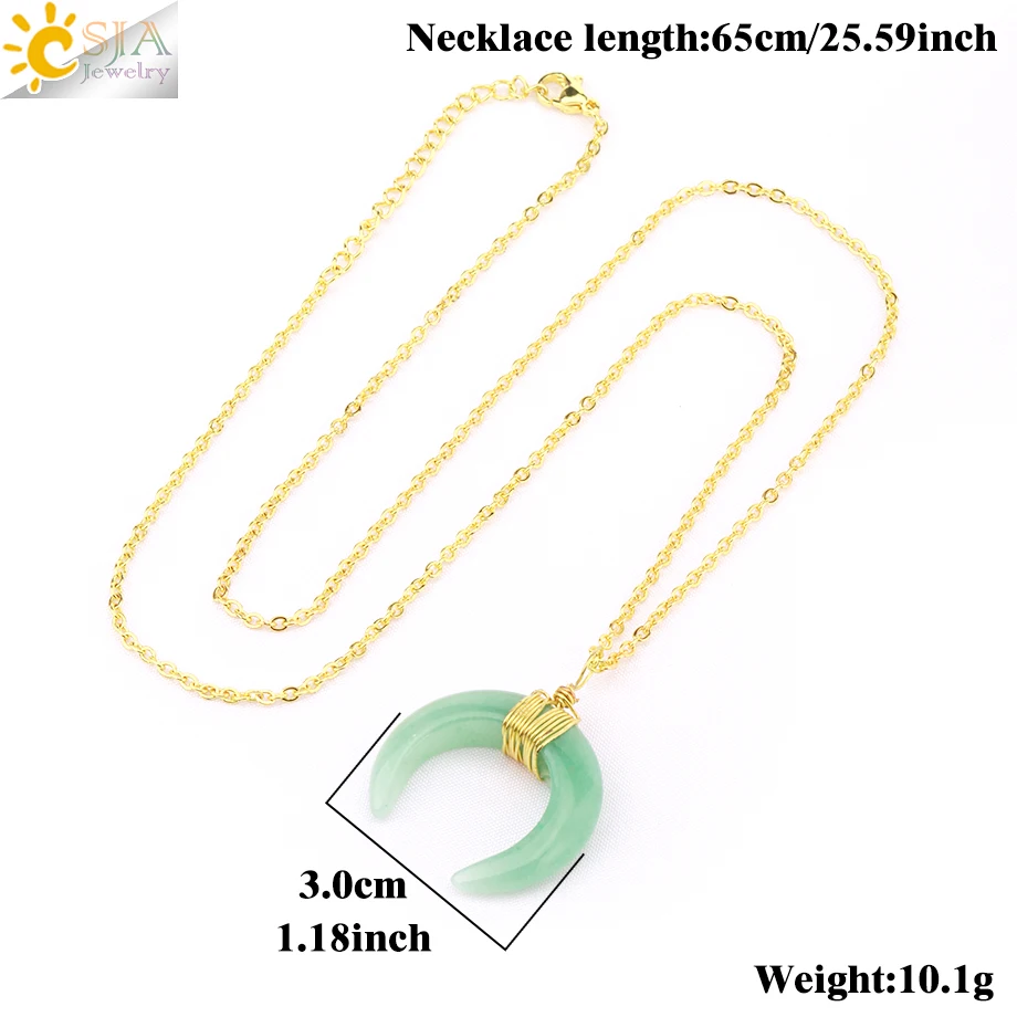 Natural Stone Crescent Moon Necklace for Women Reiki Pink Quartz Crystal Pendant Gold Color Stainless Steel Chain Necklaces H276