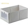 Foldable Cotton and Linen Visible Window Closet Clothing Storage Box, Fabric Storage Bin for Toys and Clothes, Closet Organizer, 2