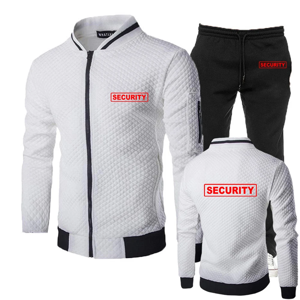 Men Slim Fit Security Casual Zipper Jacket Pants Set