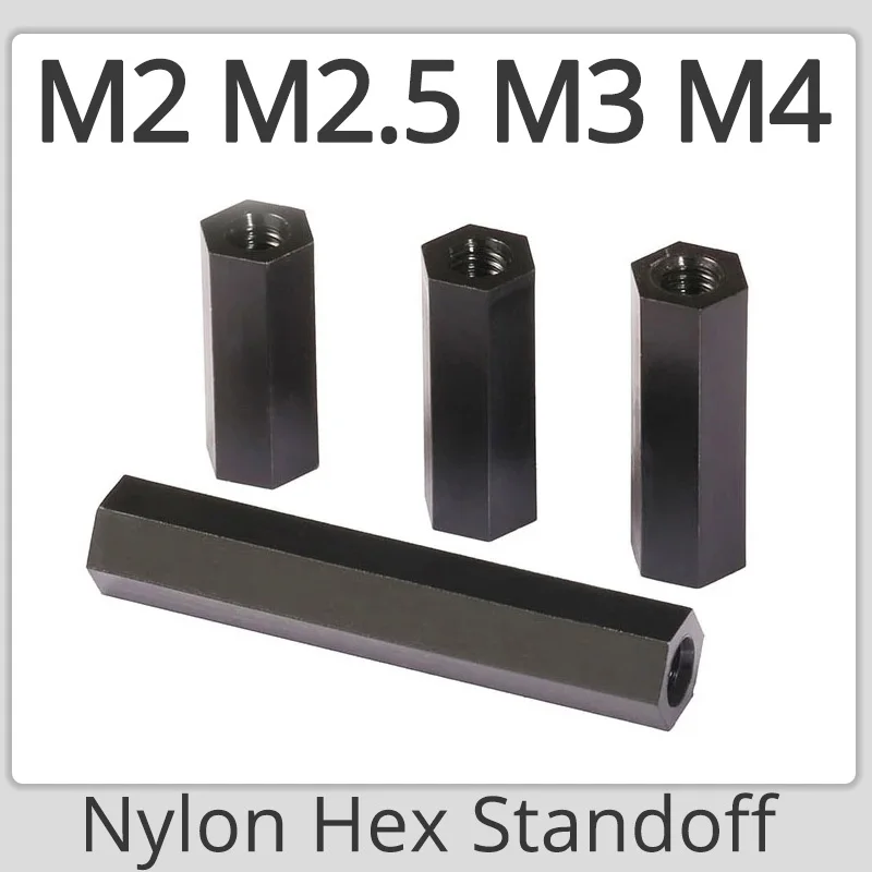 thumbnail image 1 of M2 M2.5 M3 M4 Black White Nylon Hex Standoff Screw PC Compuer Motherboard PCB Spacer Metric Thread Bolt Length 5-20MM, 1 of 4