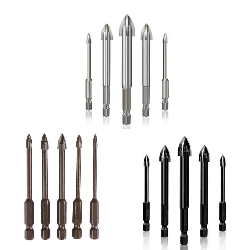 

5 PCS Wear-resistant Hexagon Handle for Cross for Triangle Drill for Glass Brick Plastic Cement 3mm/4mm/5mm/6mm/7mm