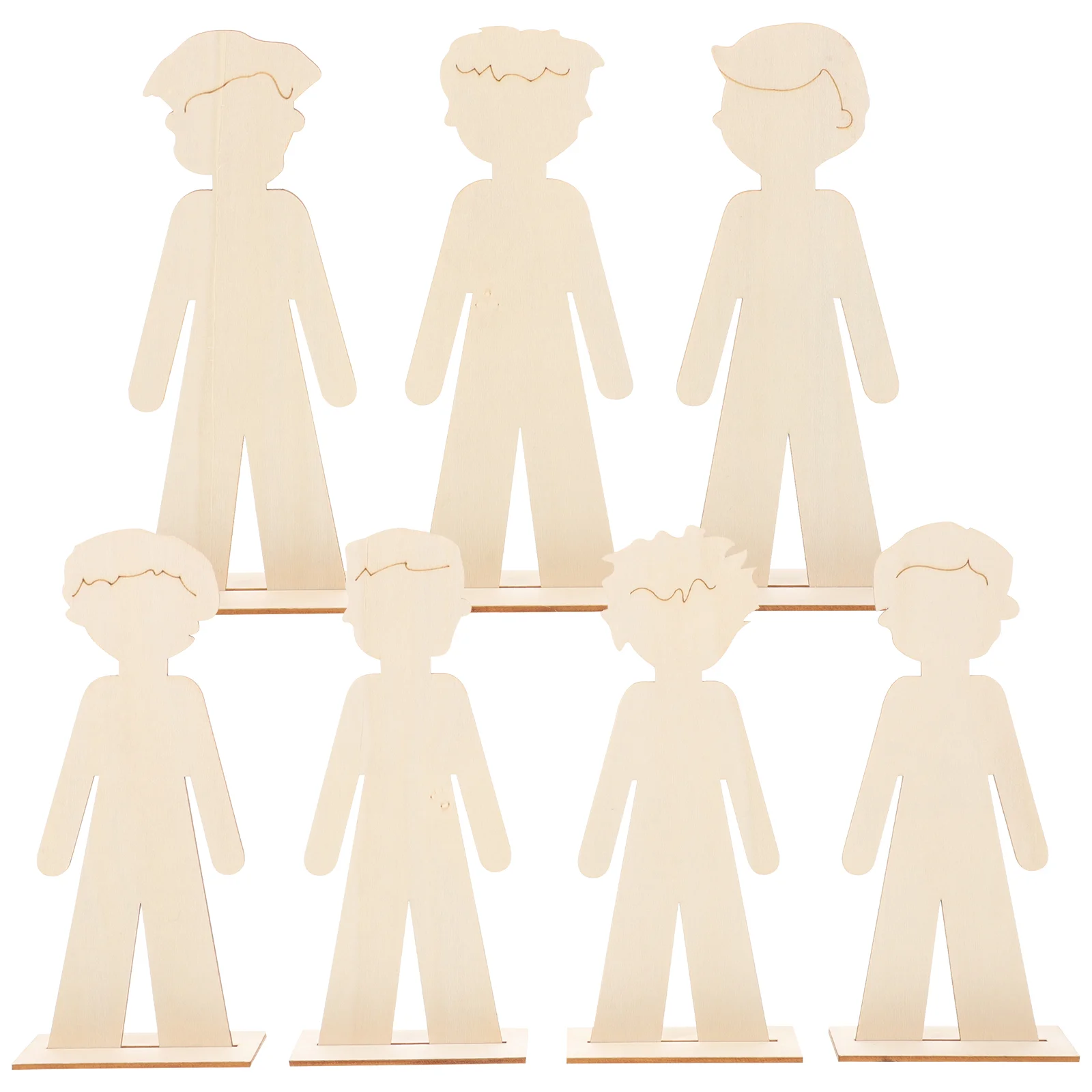 

20 Pcs Children's Handmade Wood Chips Unfinished Crafts Decoupage Paper Wooden People Cutouts