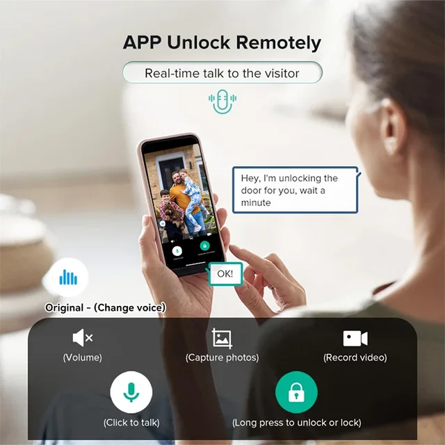 3D Real-time Intercom Face Recognition Digital Door Lock With Camera FIngerprint Password Unlock Keyless Electronic Door Lock 4
