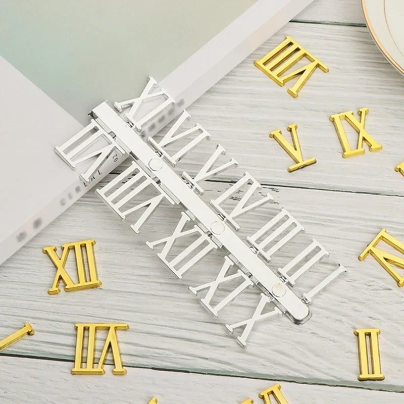 Roman Numerals 0-12 Arabic Number Replacement Gadget Silver Gold Digital Clock Numerals Parts Quartz Clock Parts DIY Tools 1Set,clock repair tools