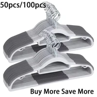 Hangers 50/30/20/10/1pack Space Saving Coat Hanger Upgraded Rubber Stripe Non-Slip Pants Hangers 360° Swivel Hook Clothes 1