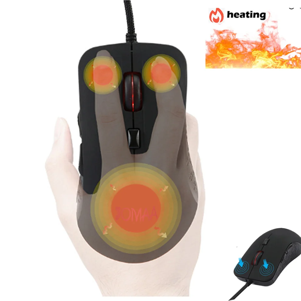 Aquecedor de Rato Aquecido para o Inverno Frio com Fio Computador Ratos 2400 Dpi Ajustável Gaming Mouse para Gamer Aquecimento Mouse