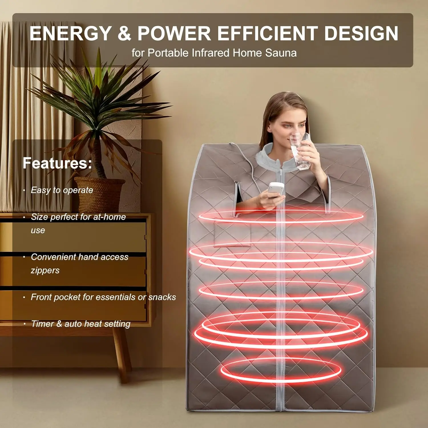 Portable Infrared Sauna for Home Personal Sauna for Relaxtion & Detox 1 Person Full Body Sauna with Heating Foot Pad and Chair 2