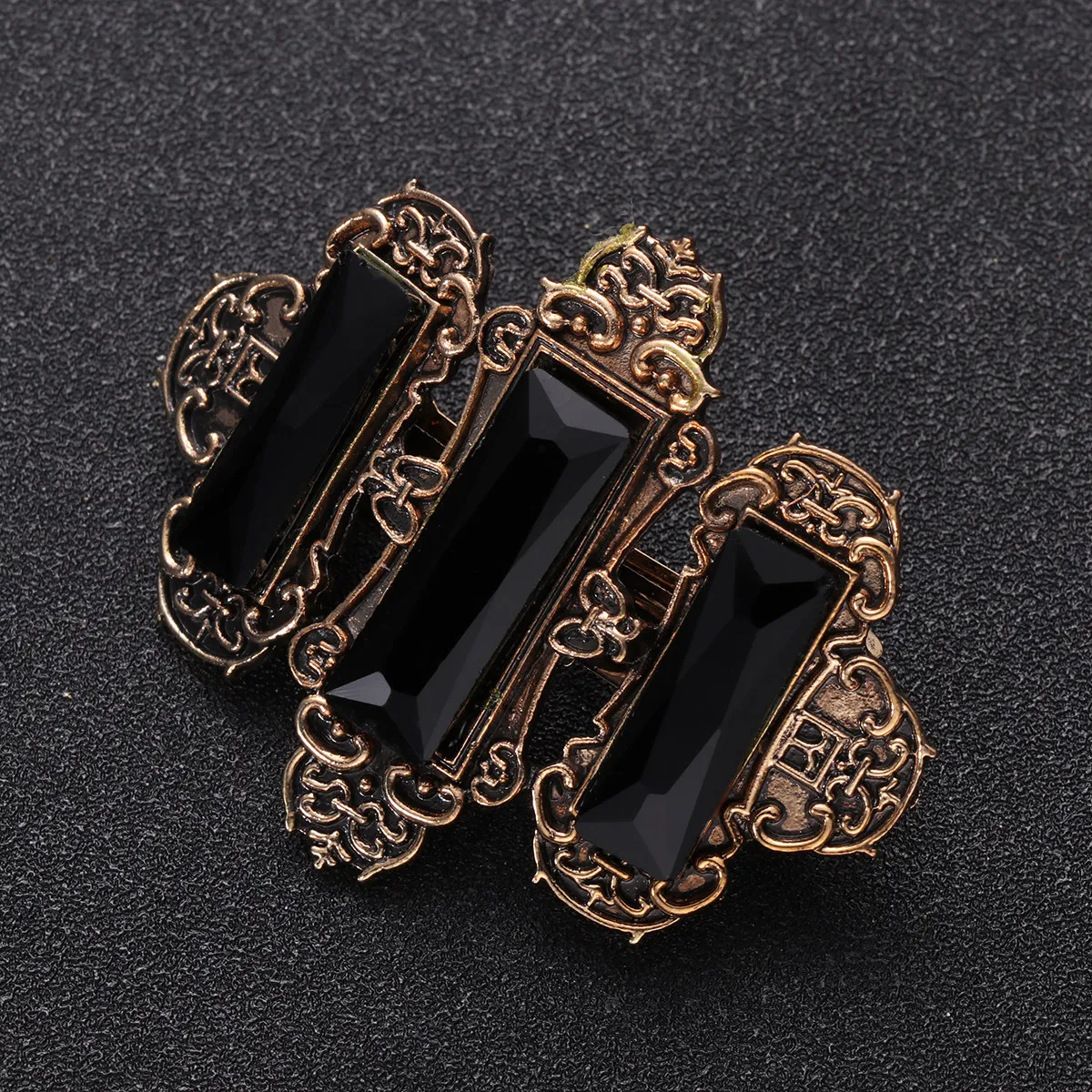 1pc 라인스톤 헤어 클립 합금 스프링 버클 포니테일 클립 여성용 패션 머리핀 데일리 파티용 골든 블랙