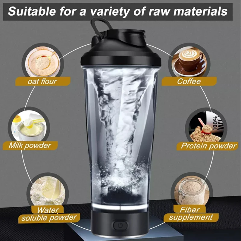 New 1 Pc 450ml Electric Mixer Automatic Protein Powder Shaker Bottle Double  Scale Shaker Bottle Easy Use Long Service Life - AliExpress