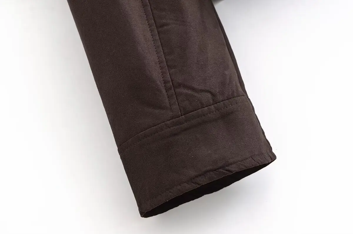 Women Fashion Versatile Imitation Suede Long Sleeves Pockets Jacket Coat Autumn Winter Female Zipper Slim Coats Streetwear