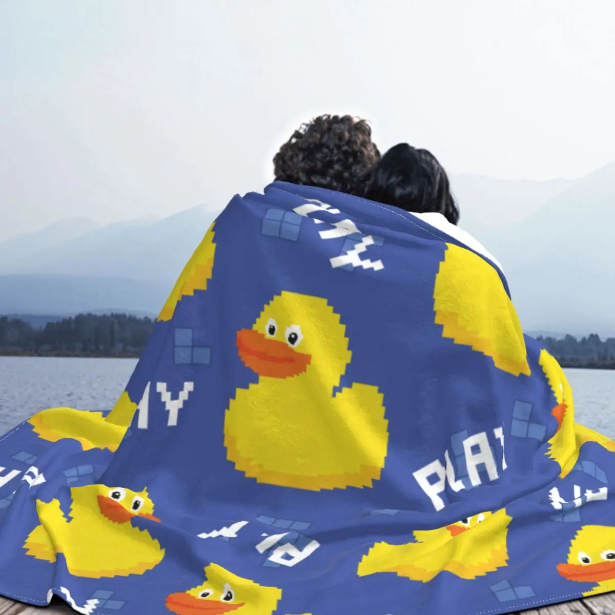 Little Cute Duck Pattern Cartoon Blanket Fleece Decoration Multifunction Lightweight Throw Blanket for Bed Travel Be