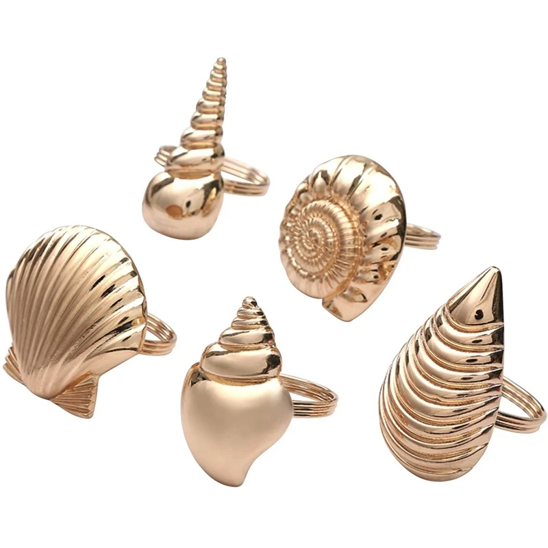 

HOT SALE Coastal Theme Sea Shells Metal Napkin Rings For Weddings Receptions,Dinner Parties,Family Gatherings,Table Supplies