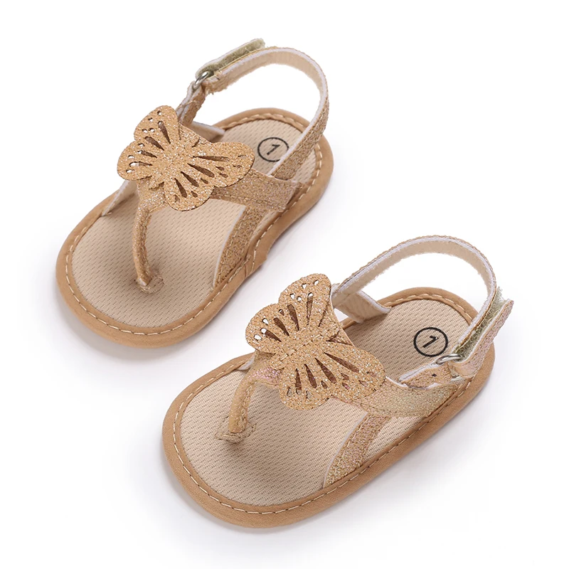 Sd3192b6fc1cc4e3eaf83f9be484a6f13K 0-18m summer newborn girl baby boy sandals butterfly flat bottom cork shoes in a variety of good-looking colors