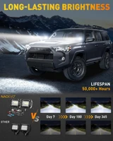 NAOEVO 4 Inch 2Pcs LED Pod Lights Spot Flood Combo LED Fog Driving 4x4 Off Road Lights Work Lights for Truck Boat ATV UTV Jeep - Image 2