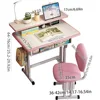 Kids Desk and Chair Set, Height Adjustable Children Bedroom Study Desk, Can Directly for Drawing Desktop, Book Stand 2