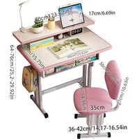 Kids Desk and Chair Set, Height Adjustable Children Bedroom Study Desk, Can Directly for Drawing Desktop, Book Stand 2