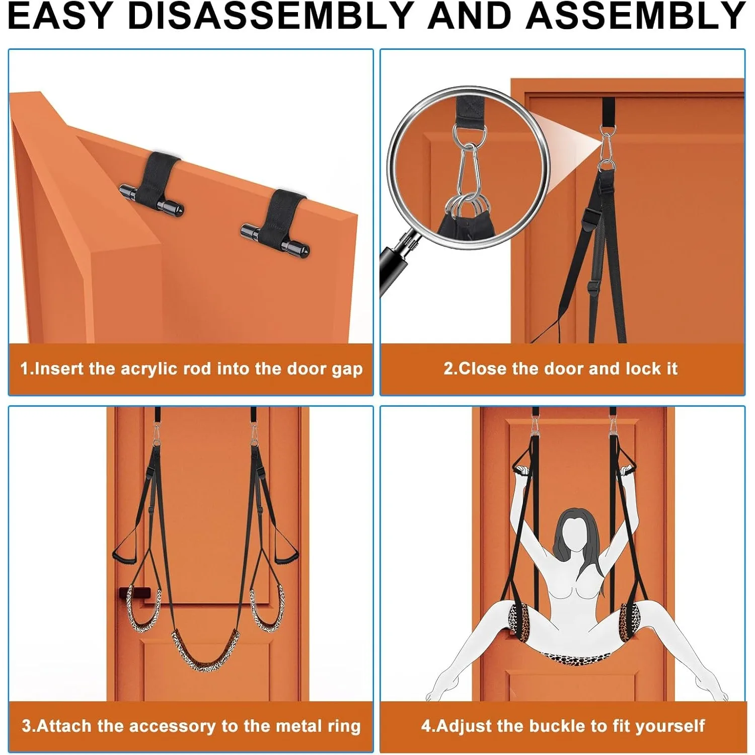Door Sex Swing BDSM Leopard Padded Seat Hentai Sling Sex Game ACC Bondage Erotic Balance Sexy Toy for Couple Furniture