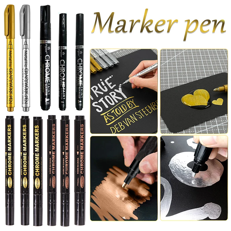 Silver Mirror Markers DIY Reflective Paint Pens Art Liquid Mirror