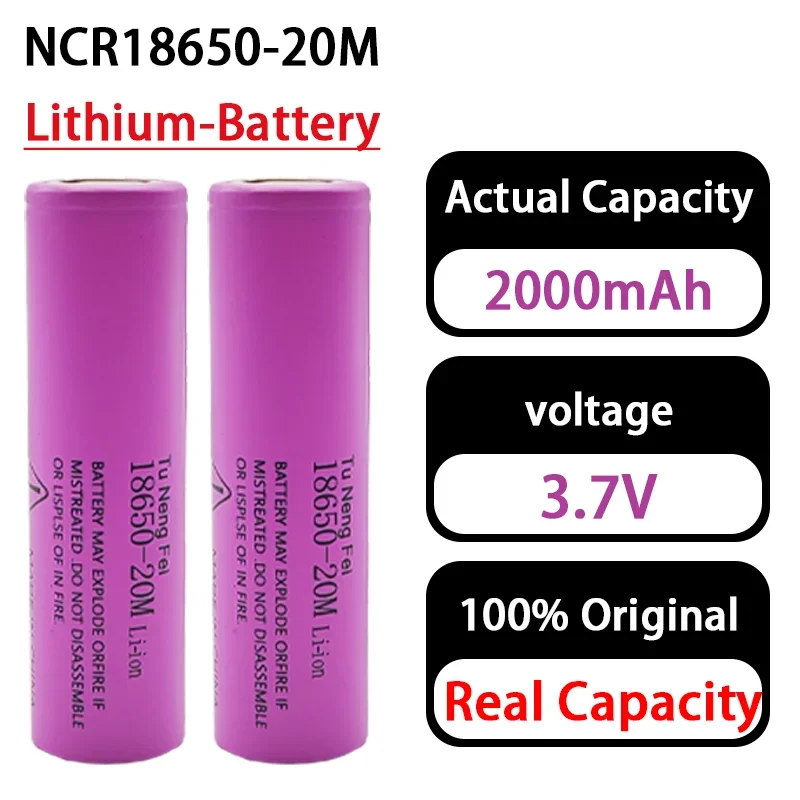 Premium 18650 Lithium Rechargeable Battery - 3.7V 2000mAh, 100% Original