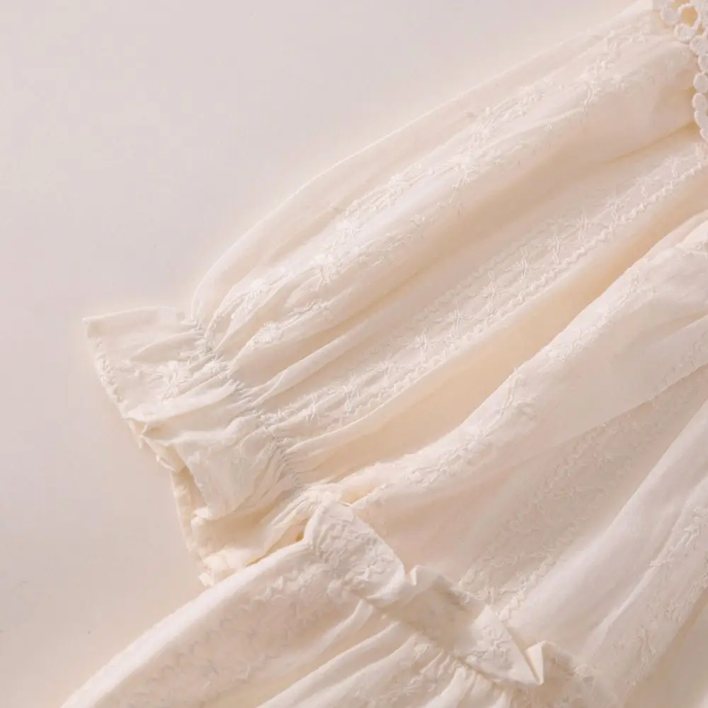 Elegant Pleated Lace Princes Dress Loose Sweet Girls Long Dress Ballet Style A-line Children Long Sleeved Dress Spring/Fall