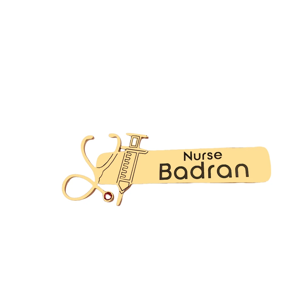 Custom Stethoscope Syringe Meaning Nurse Personalized Name Brooch For Doctor Nurses Stainless Steel Custom Professional Brooch