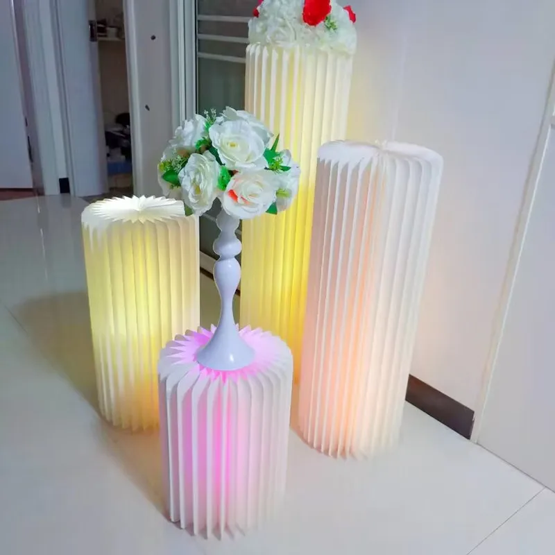 

Party Decoration Round Luminous Paper Folding Roman Column Cake Dessert Table Wedding Flower Rack Road Guide