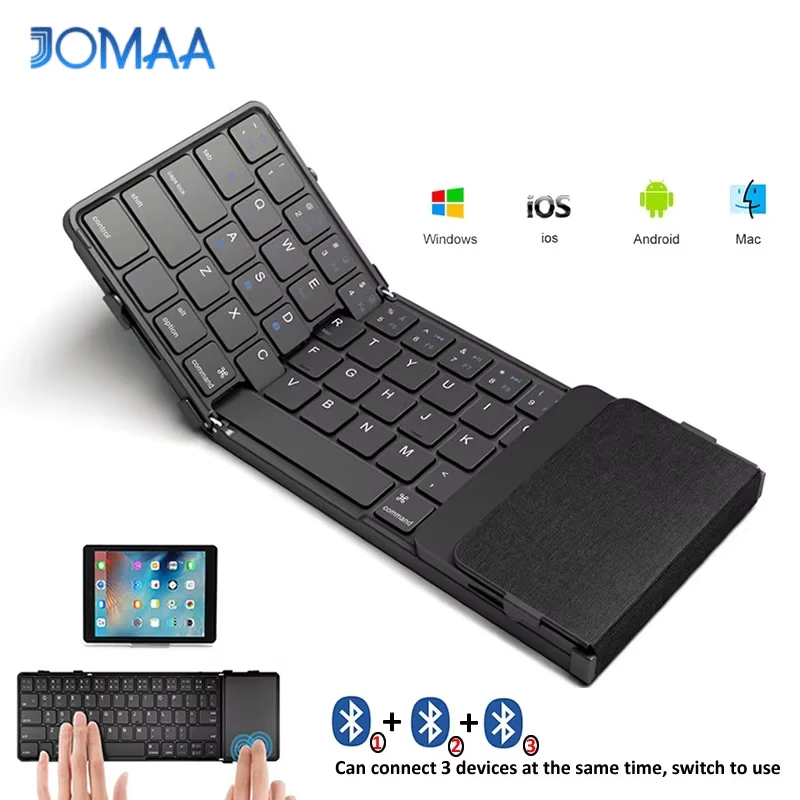Wireless Folding Bluetooth Keyboard with Touchpad Rechargeable for Tablet Ipad iPhone