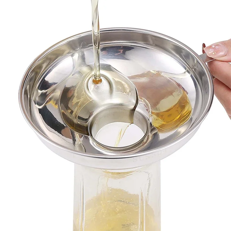 Griwuut 3-Piece Stainless Steel Funnel Set - Wide Mouth Kitchen Funnels For Liquids, Powders, Oils, Canning (14.5cm, 10.2cm, 3.9cm)