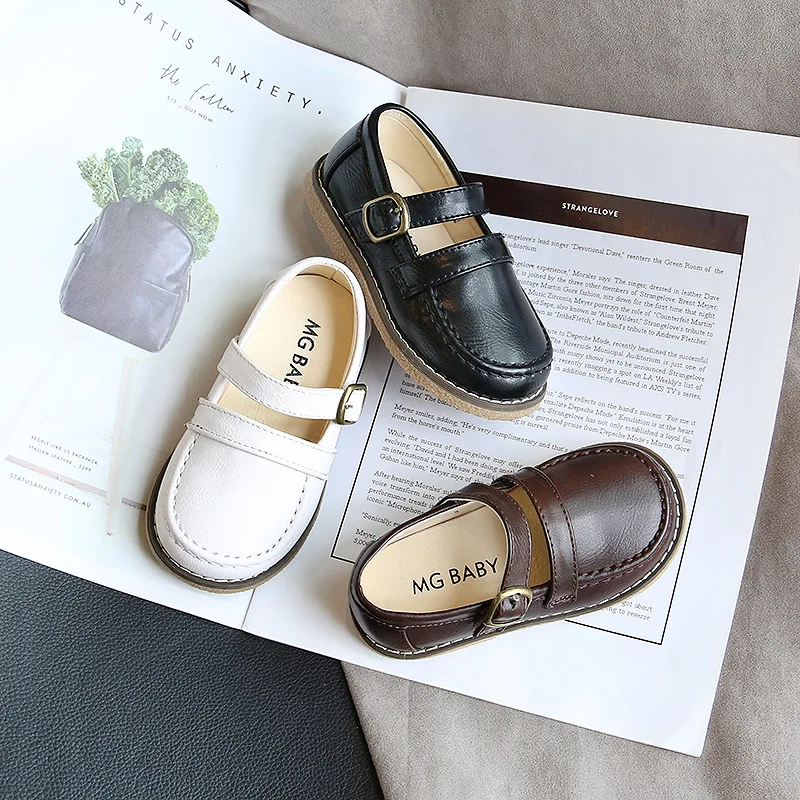 Kids Leather Shoes Spring Autumn New Solid Color Bowtie Tassel Boys Sneakers Baby Girl Shoes Soft Bottom SMG095