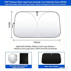 Enhanced Retractable Car Umbrella Sunshade for Front Windshield Heat Insulation (MM0003 145cm 80cm)