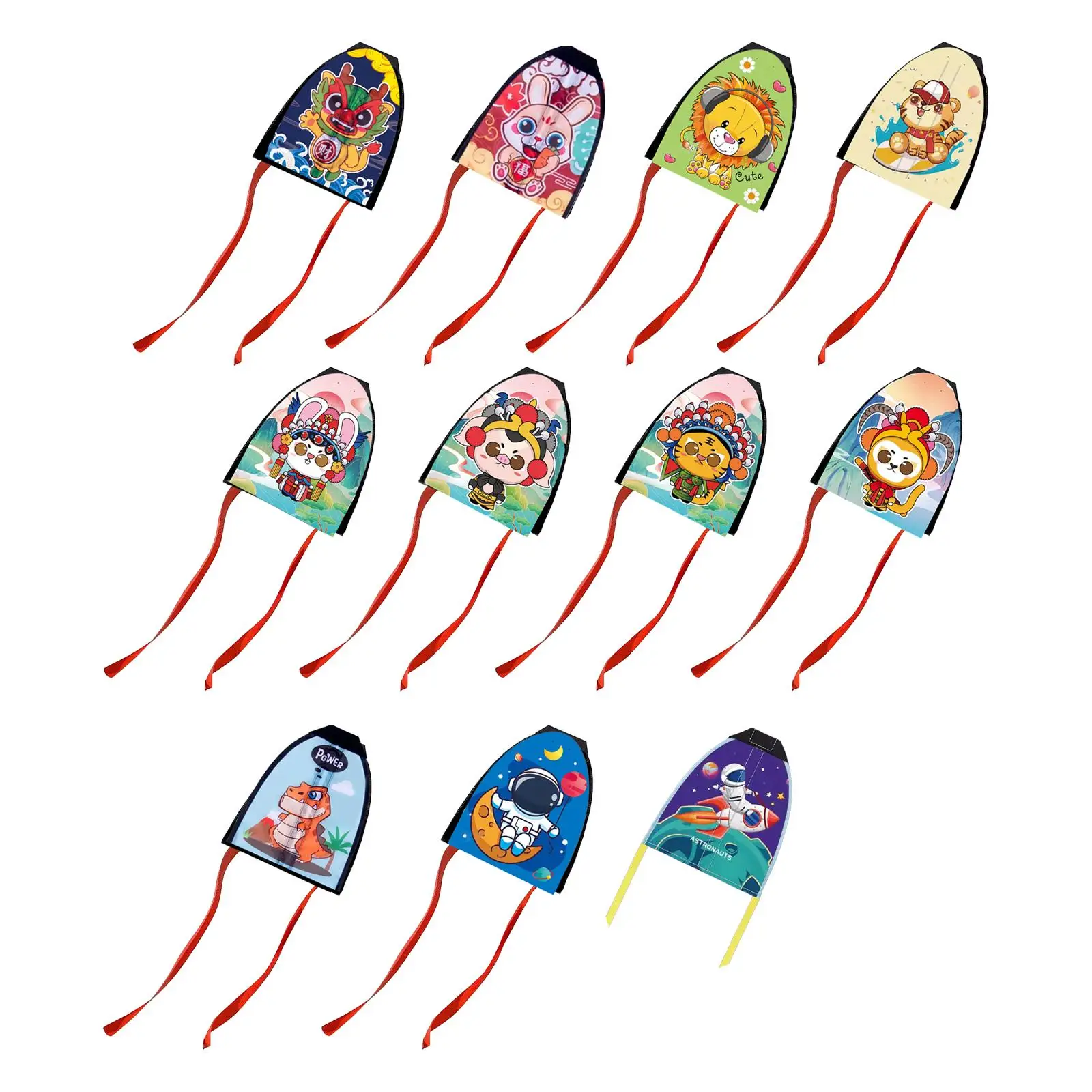 

Thumb Ejection Kite Novelty Outdoor Sports Cartoon with 2 Rubber Band Waterproof Easy to Fly Catapult Kite Mini Kite