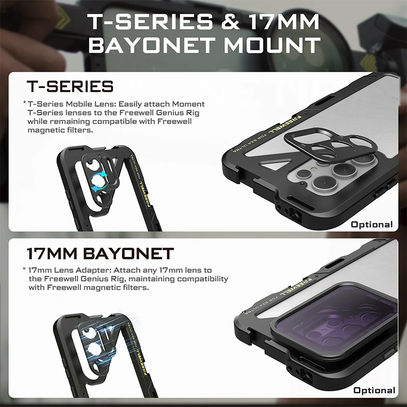 Freewell 17mm Bayonet Mount and T-bayonet Mount for Samsung Galaxy S24 Ultra Gen