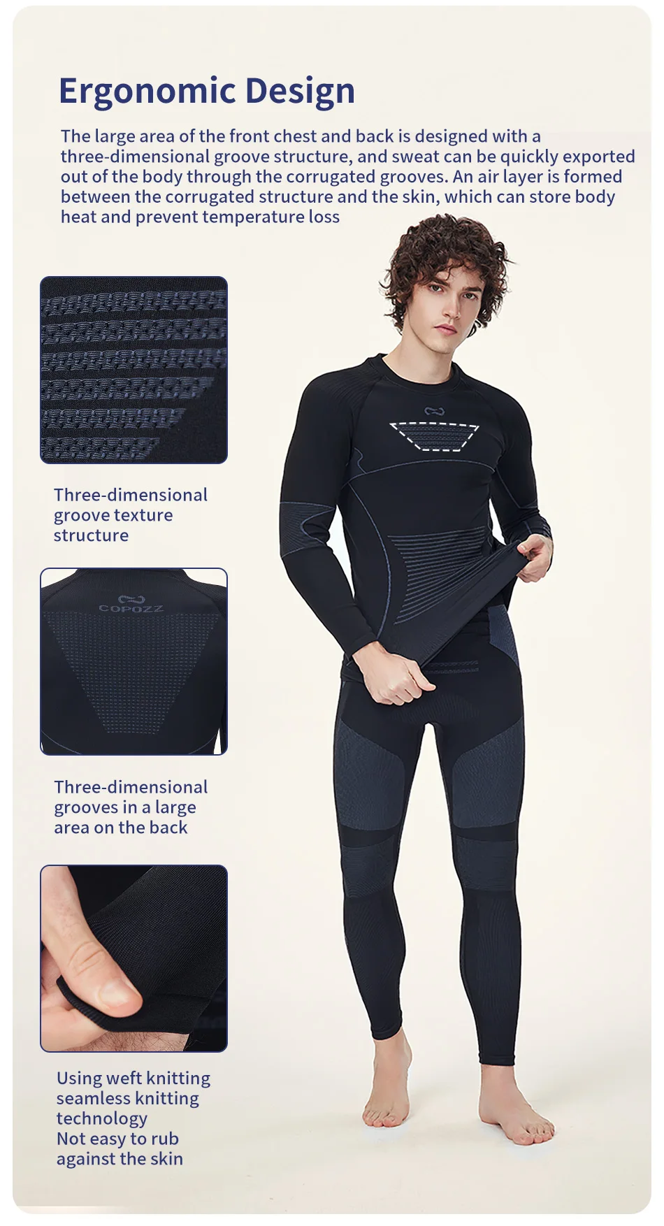 COPOZZ Thermal Ski Underwear Sets 
