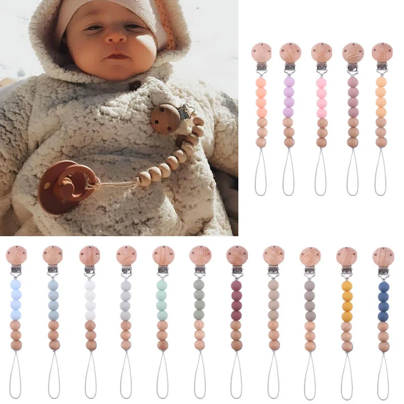 

Baby Pacifier Clip Dummy Chain Holder Soother Chains Nipples Clips Silicone Teething Beads Baby Teething Chain Toy Gifts