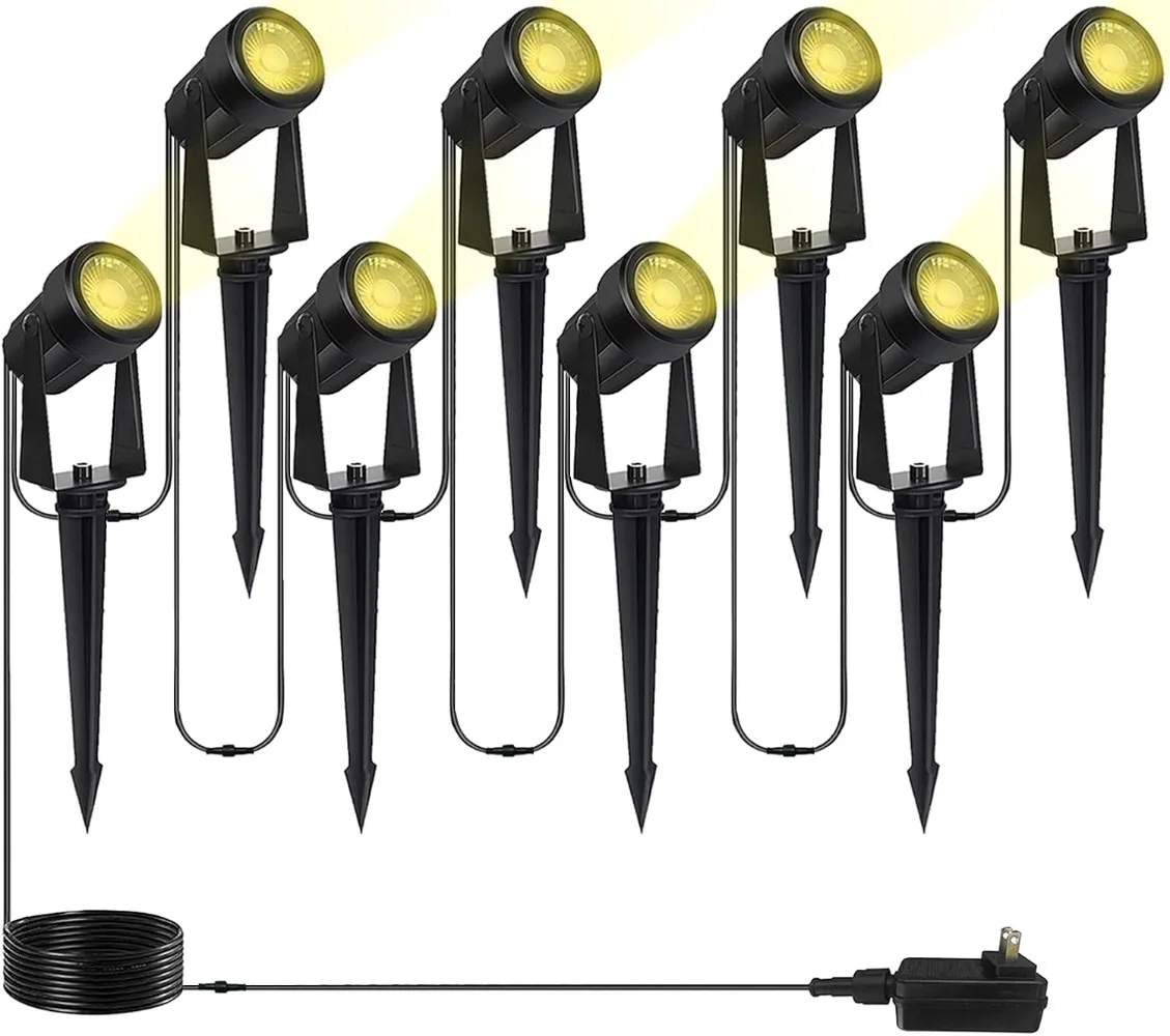 

Outdoor Landscape Lighting 8-piece LED Spotlight Kit for Garden Patio Houses Lawn Trees Warm White Waterproof