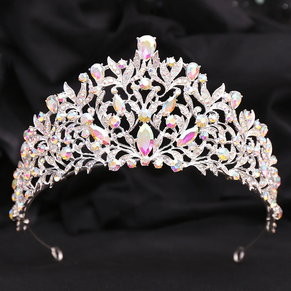 Wedding Hair Tiara Crystal Bridal Tiara Crown Diadem Veil Tiaras Wedding Hair Accessories Headpieces Head Jewelry hair accessory hair headdress jewelry accessories bridal headwear hair band crown