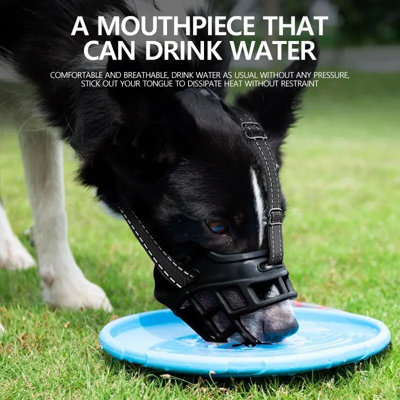 Dog Muzzle Adjustable Dog Muzzle Soft Silicone Breathable Strong Basket Small Medium Large X-Large Dogs Stop Biting Barking Chewing