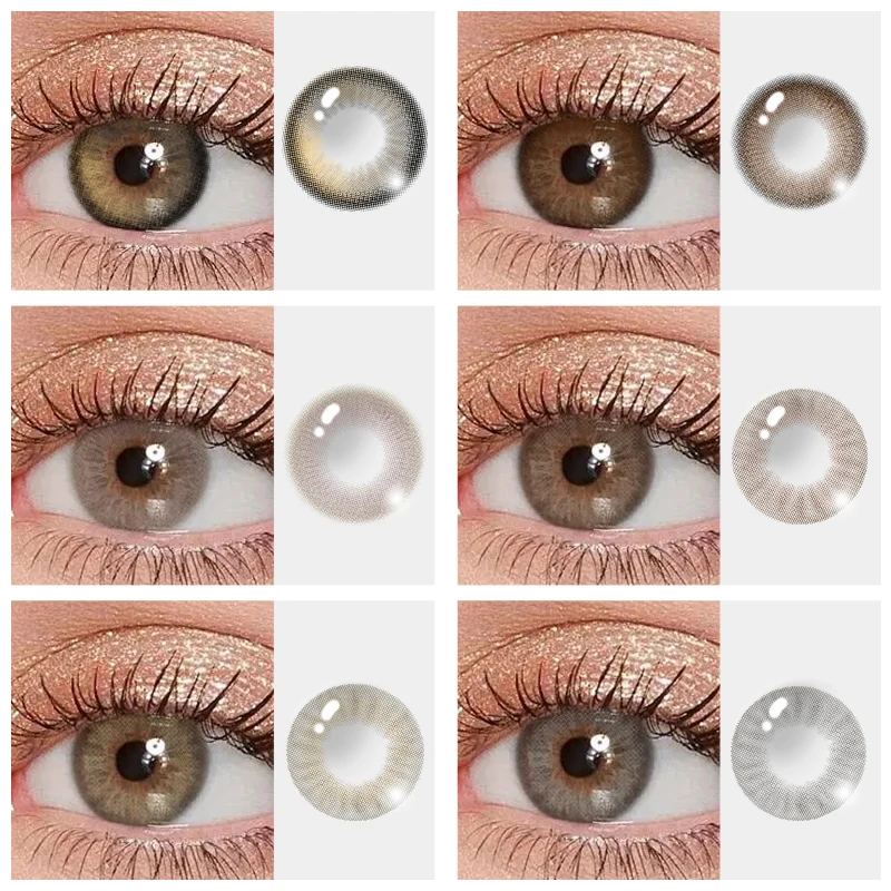 1 Pair 14mm Colored Contact Lenses For Eyes Fashion Natural Brown Lenses Small Beautiful Pupil with Myopia Degree Yearly Use