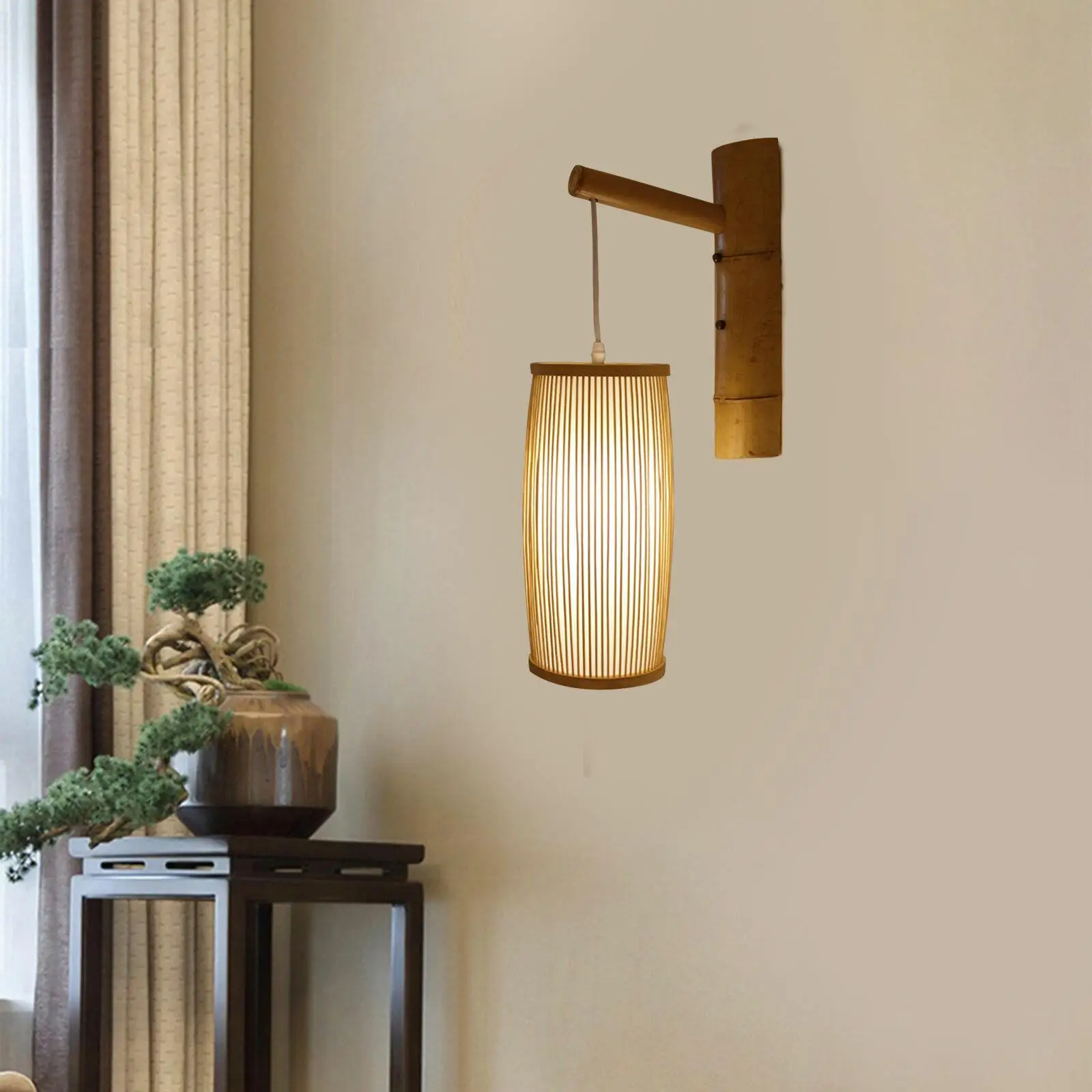 

Wall Light Bamboo Wicker Rattan Sconce Lantern Shade Bamboo Wall Lamp Corridor Decoration E27