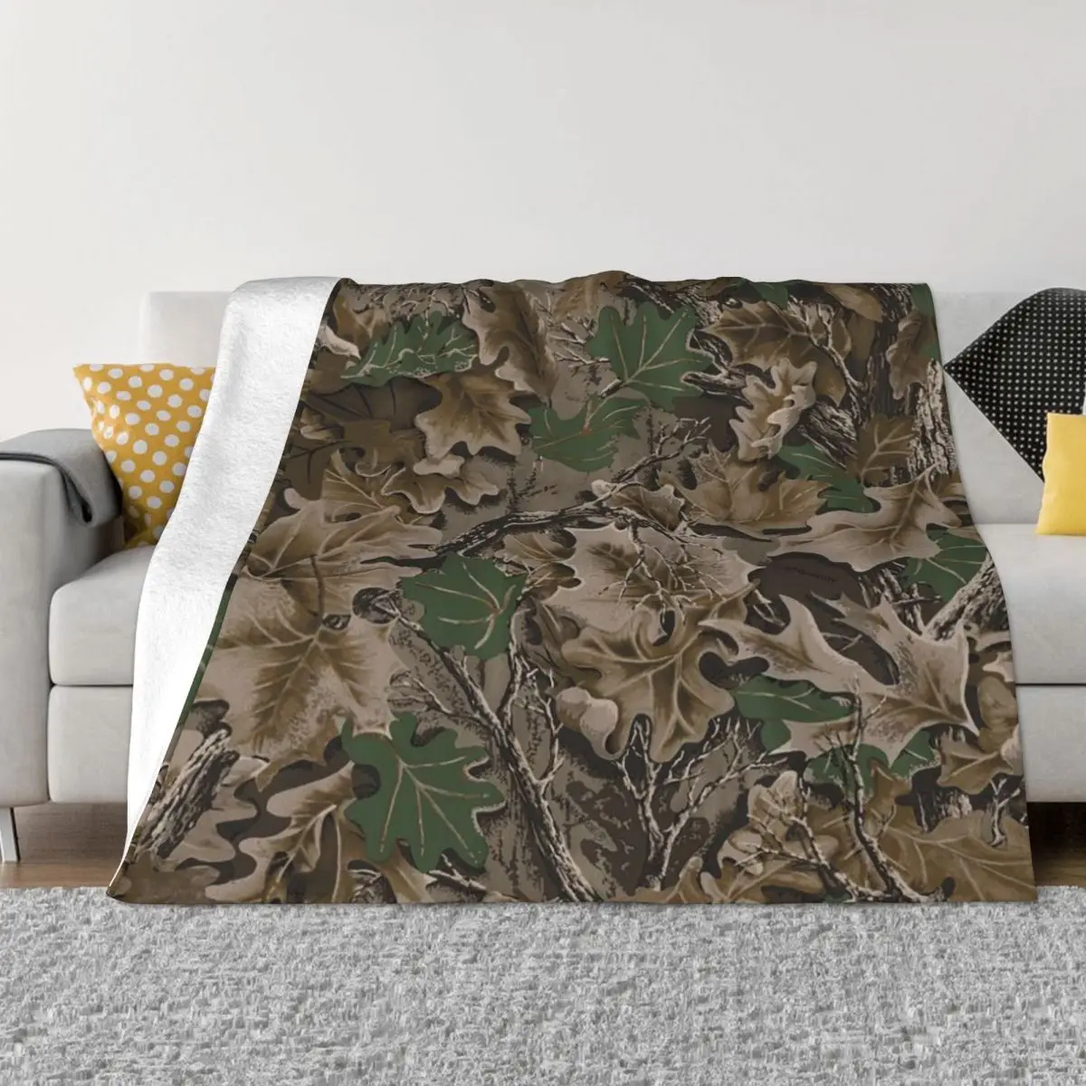 Real Tree Camouflage Camo Blanket Fleece Print Military Portable Warm