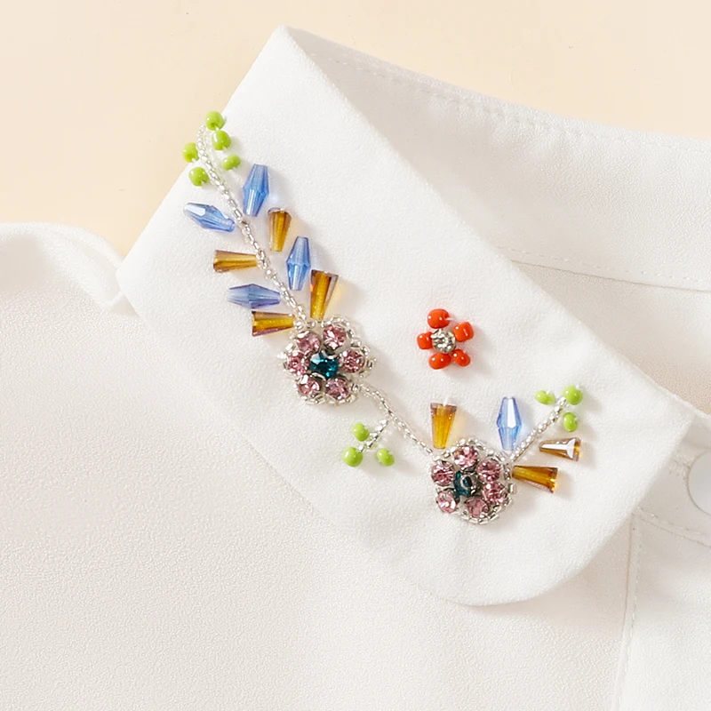 Fake Collar Women Handmade Nail Chiffon