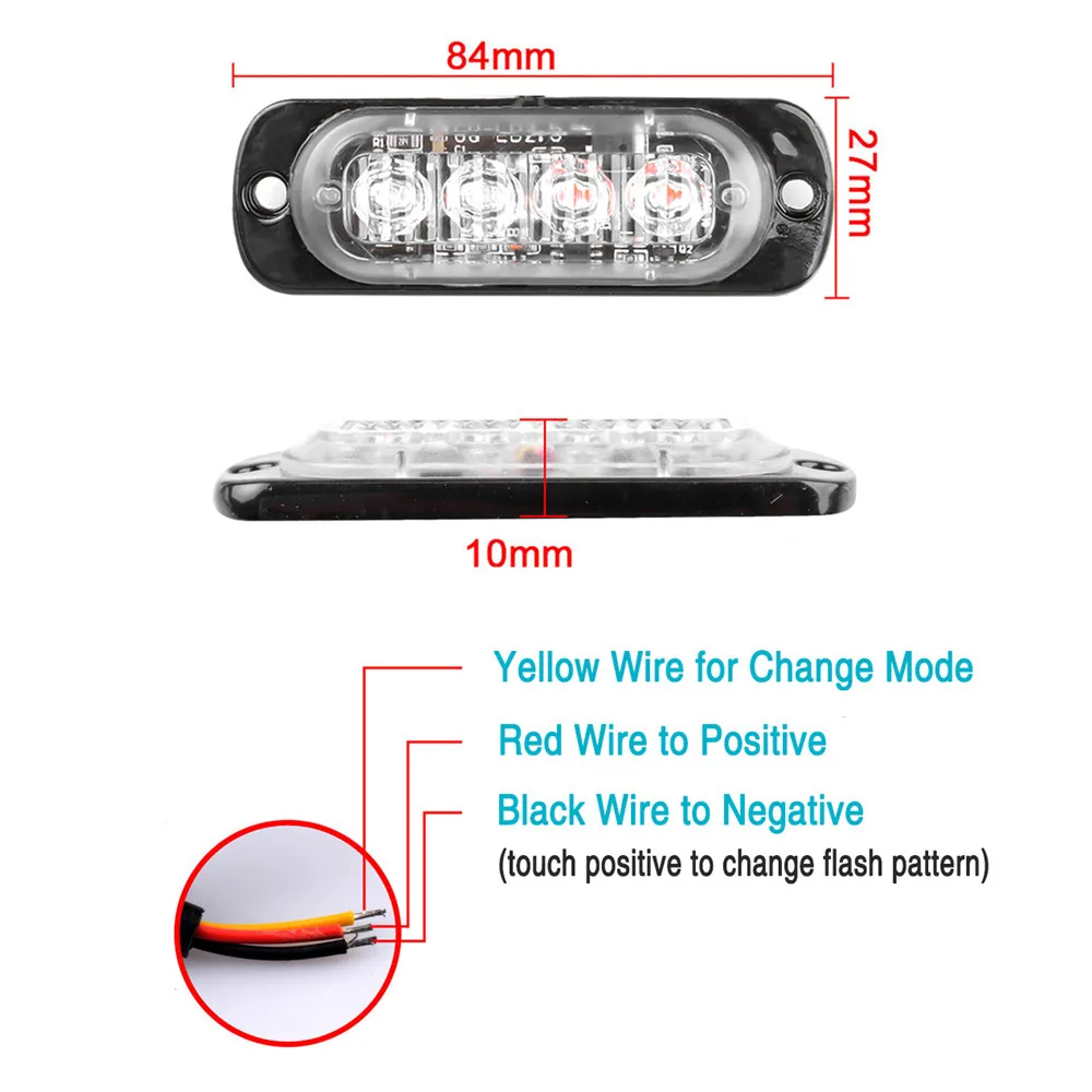 Led Strobe Warning Light 12V-24V