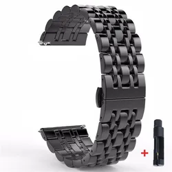 Universal 22mm Stainless Steel Metal Watch Strap - Premium Quality - 20MM (Black Tool)