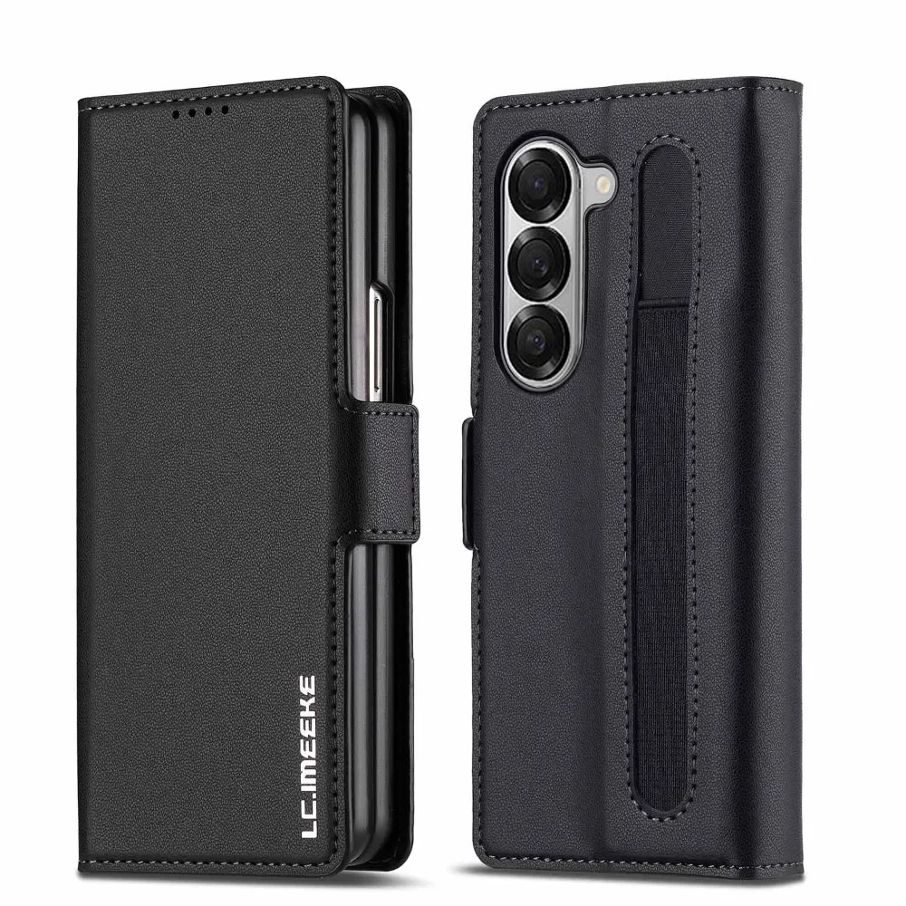 Premium Business Leather Flip Case with Pen Holder and Card Slots