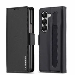 Leather Flip Case with Pen Holder and Card Slots for ForGalaxyZFold8Ultra (Black)