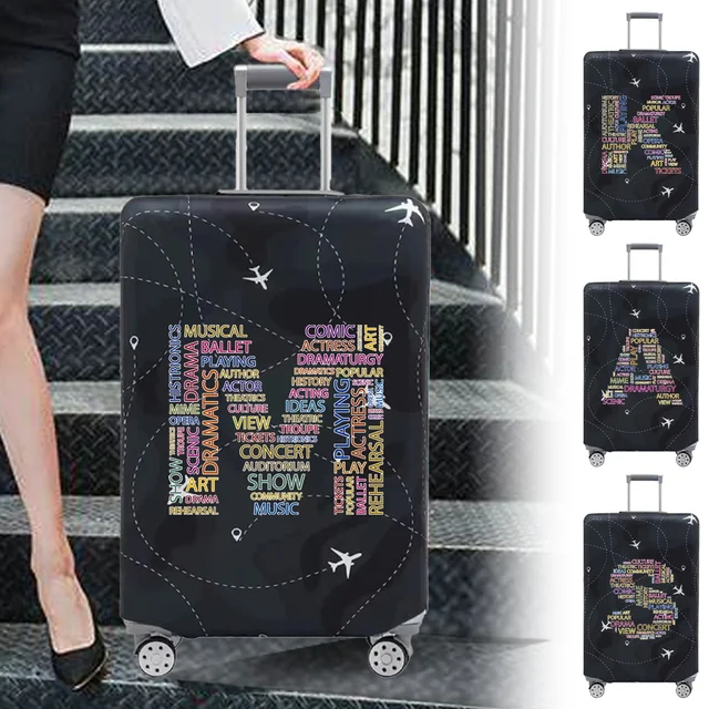 Travel Suitcase Cover Luggage Stretch Fabric Protective Covers Baggage Case Cove for 18-28 Inch Suitcases Text Series