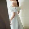 Elegant Boat Neck Satin Wedding Dresses New Simple A Line Bridal Dress Classic Long Robe De Marie Plus Size Customized 3