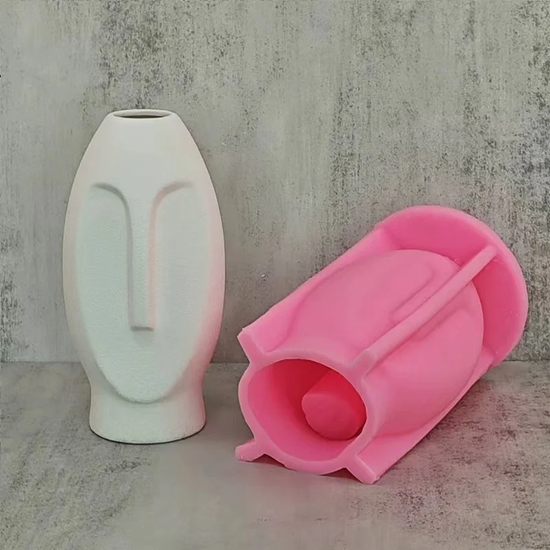 DIY Epoxy Resin Silicone Vase Mould Face Flower Pot Concrete Gypsum Clay Pouring Silicone Mould Home Gardening Decoration Gift